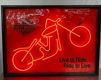 41x30 Harley-Davidson Neon Sign with Motorcycle Design