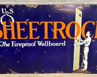 Vintage 3′ x 5′ Porcelain USS Sheetrock Advertising Sign