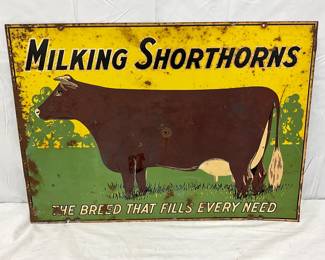 Milking Shorthorns Metal Sign, 28 x 22 Inches