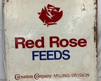 Red Rose Feeds Carnation Company Milling Division Metal Sign, 30in x 30in