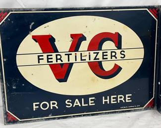 1950, VC Fertilizers Metal Flange Sign, 20in x 14in