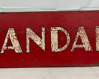Early Wooden ‘Standard’ Sign in Red and White, 56 x 15 Inches