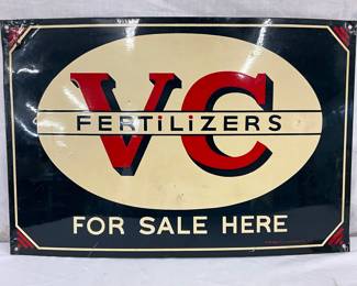18in x 12in VC Fertilizers Metal Advertising Sign by A-M Sign Co