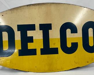 Delco SS Metal Sign, 16in x 8in