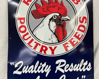 Emb. Red Comb Poultry Feeds Sign, 20in x 27in