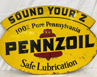 1966 Double-Sided Metal Pennzoil Sign, 31 x 22 In.