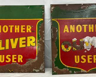 Two 12×12-Inch Metal ‘Another Oliver User’ Signs