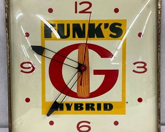 Pam Electric Clock Featuring Funk’s Hybrid Advertising, 15in by 15in