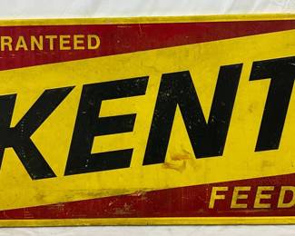 Kent Feeds Emb. Metal Sign with Wooden Frame, 47x23in