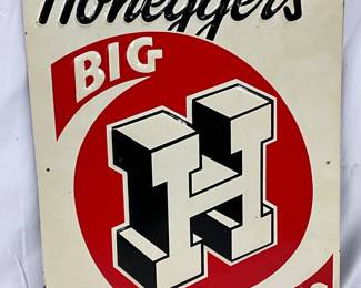 Emb. Honegger’s Big H Feeds Metal Sign, 12×17in.