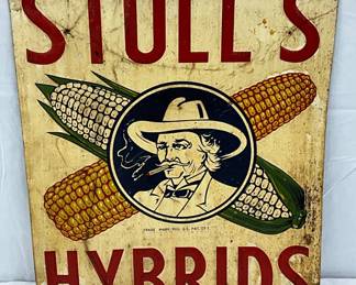 Metal Embossed Advertising Sign for ‘Stull’s Hybrids,’ 20×24 Inches