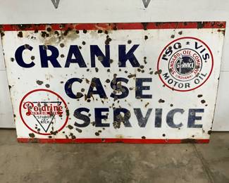 60 x 36″ Porcelain “Crank Case Service” Advertising Sign