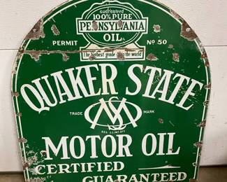 DSP Quaker State Motor Oil Metal Advertising Sign, 26 1/2 x 29