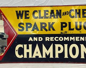 Champion Spark Plugs Single-Sided Metal Sign, 26in x 12in