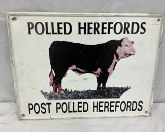 Polled Herefords DS Aluminum Sign, 23 1/2 x 18 In.