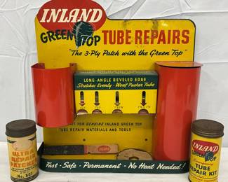 Metal Inland Green Top Tube Repairs Display with Product Containers