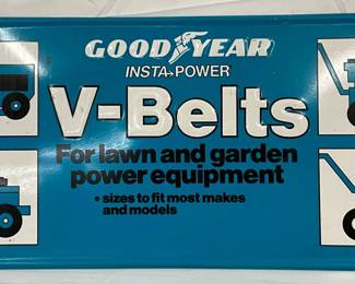 Emb. Goodyear Insta-Power V-Belts Self-Framed Metal Sign, 24×12in.