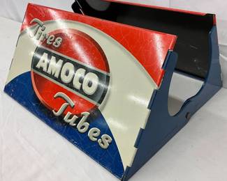 13×7 Metal Amoco Tire Display Stand with Red, White, and Blue Graphics
