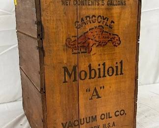 Early Mobil Oil Gargoyle Wooden Crate, 10 x 15 Inches
