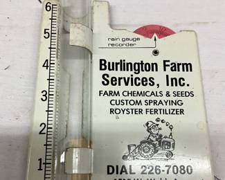 Metal and Glass Rain Gauge Advertising Burlington Farm Services, Inc.