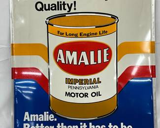 Emb. Amalie Motor Oil Metal Self-Framed Sign, 18×20 Inches