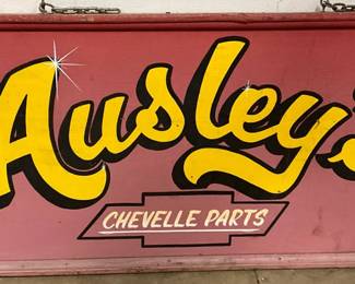 Ausley’s Chevelle Parts DS Wooden Sign, 50×25in.