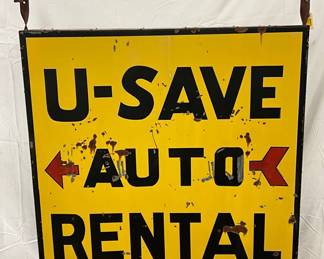 Metal Double-Sided U-Save Auto Rental Sign, 47in x 47in