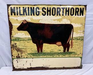 ‘Milking Shorthorn’ DS metal w/cow Graphic, 48×42 Inches