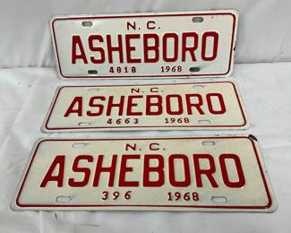 3-1968 North Carolina Asheboro City License Plates