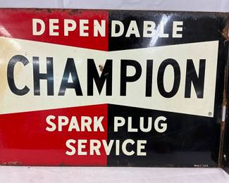 18×12 Champion Spark Plug Service Metal Flange Sign