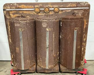 Early 3 Tank Lubster Metal Cabinet, 70in x 57in