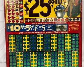 Early Punch Board Game with Jackpot Slots, 13 1/2in by 15in
