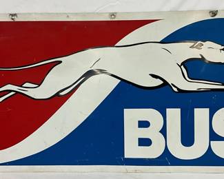 Double-Sided Metal Greyhound Bus Sign, 48in x 24in