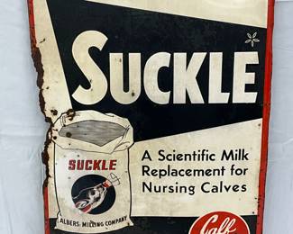 Metal Albers Suckle Calf Milk Sign, 24in x 36in