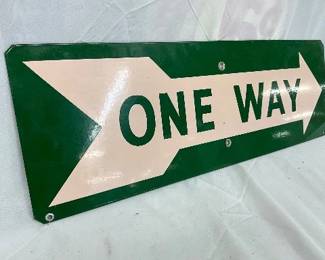 Porcelain ‘One Way’ Street Sign, 24×8 Inches