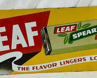 Leaf Spearmint Chewing Gum Sign, 25in x 9in