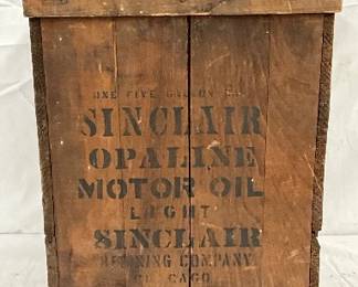 Wooden Sinclair Oils Crate Box with Opaline Motor Oil Stencil, 11 x 15 in.