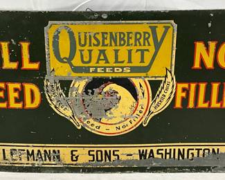 Quisenberry Quality Feeds Metal Advertising Sign, 20in x 12in