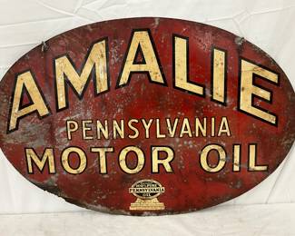 Double-Sided Amalie Pennsylvania Motor Oil Metal Sign, 30 x 20 Inches