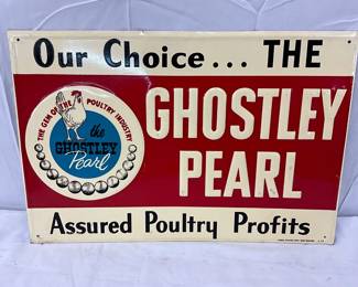 1959 Emb.‘The Ghostley Pearl’ Metal Sign 18x12in.