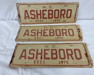 3 Unused 1975 Asheboro, N.C. City License Tags
