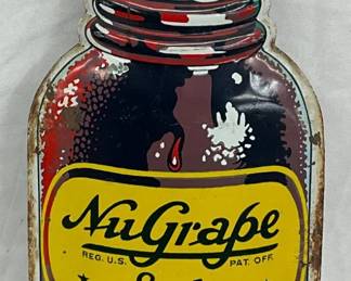 Emb. NuGrape Soda Die-Cut Sign (5×17 Inches)