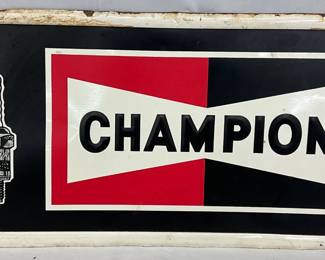 1967 Metal Embossed Champion Spark Plug Advertising Sign, Self-Framed, 23 1/2 x 11 1/2 in.