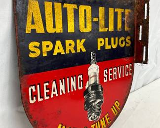 Auto-Lite Spark Plugs Metal Flange Sign, 11 in.