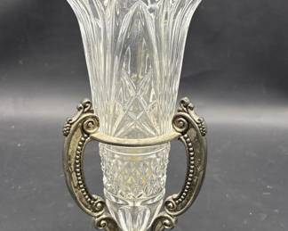 Vintage. Godinger Shannon Crystal Vase in SP Stand