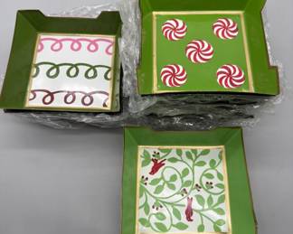 6in Square Metal Holiday Trays in 3 Patterns