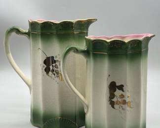 Art Nuveau Vintage Ceramic Pitchers w/ Gold Leaf