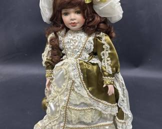 Collectible Porcelain Doll in Victorian Dress