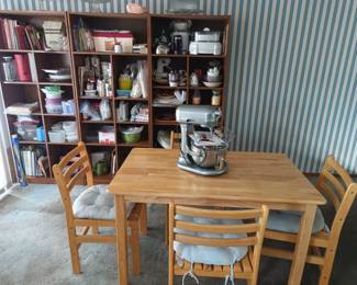 Table, Kitchenaid and candy making stuff