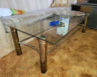 Brass and glass coffee table